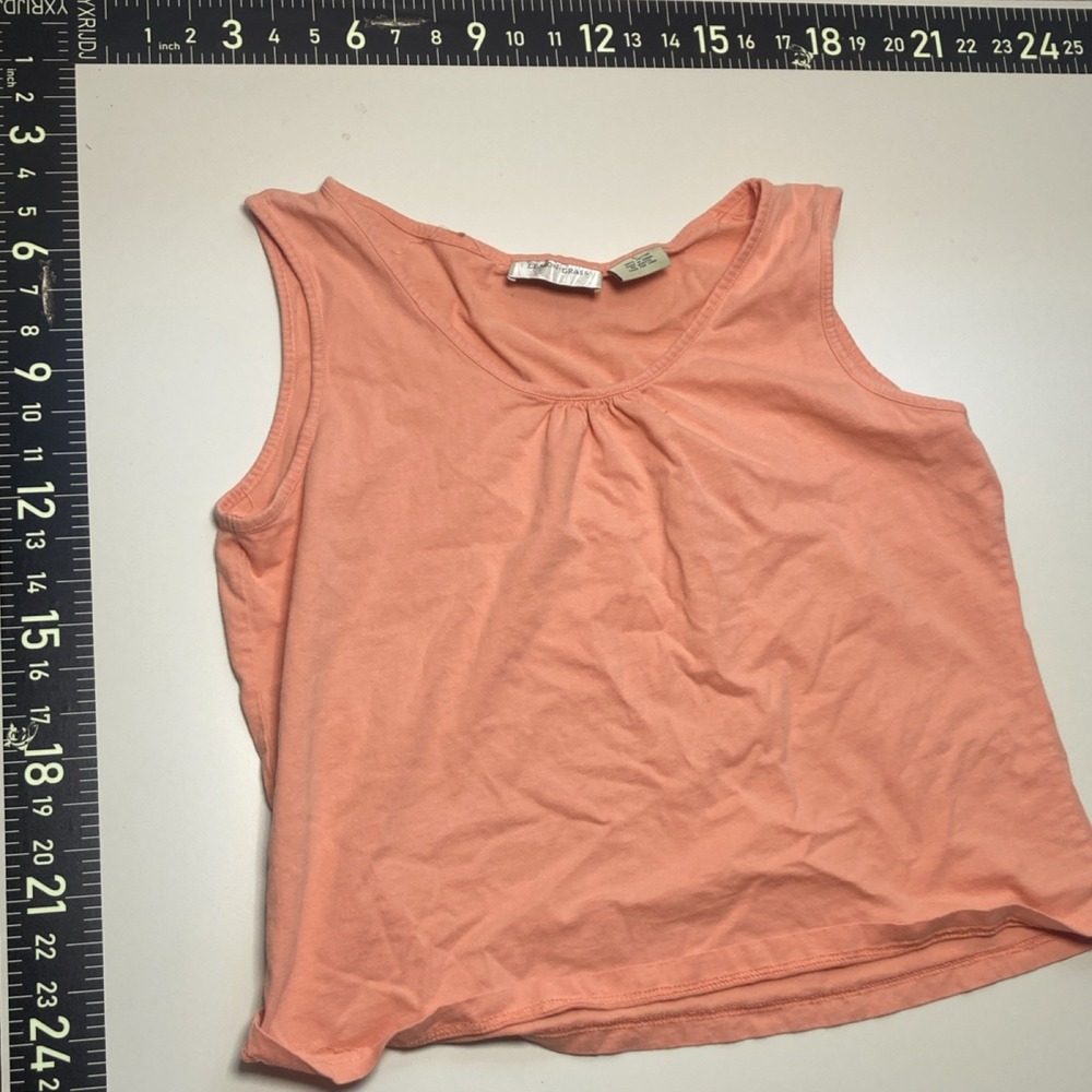 Lemon Grass Women L Peach Sleeveless Scoop Neck 100% Cotton Knit Tank Top